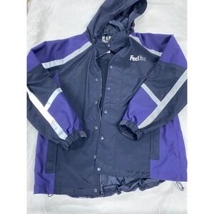 FedEx Stan Herman VF Imagewear Jacket Mens Large Navy Purple Reflective FD3336